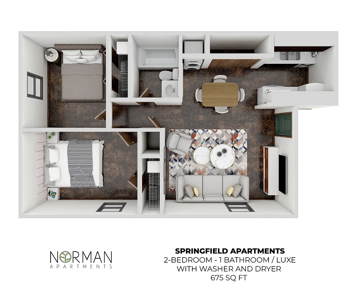 Floor plan 2-bed flat at Springfield