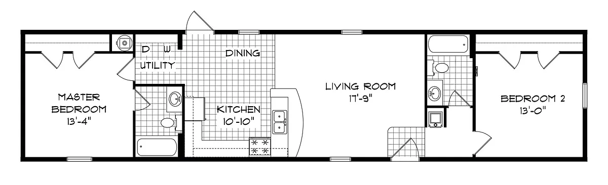 Floor plan 2 Bed 2 Bath Single Section Home