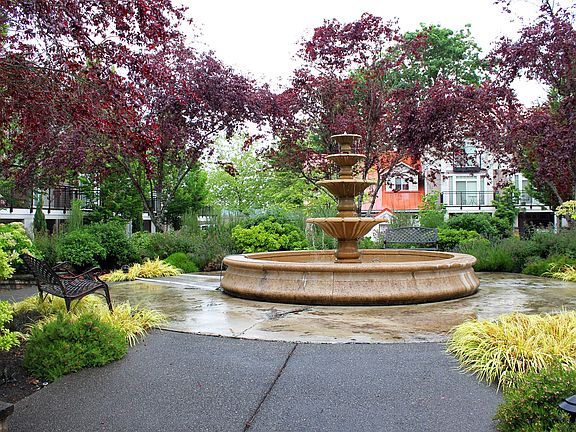 Water fountain in the middle of the gated community.