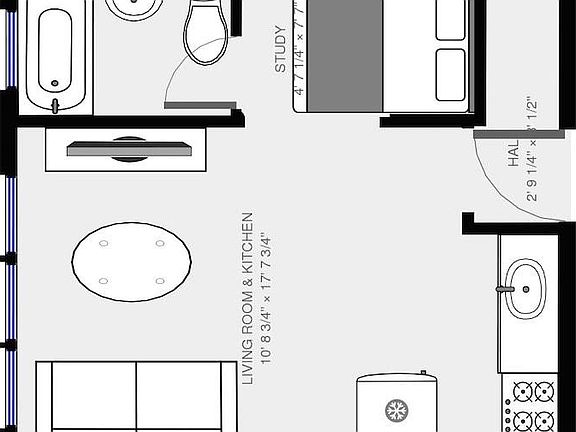330sf Floor Plan