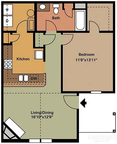 Floor plan 1 bedroom 1 bath