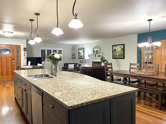 Open concept from kitchen to living and dining room