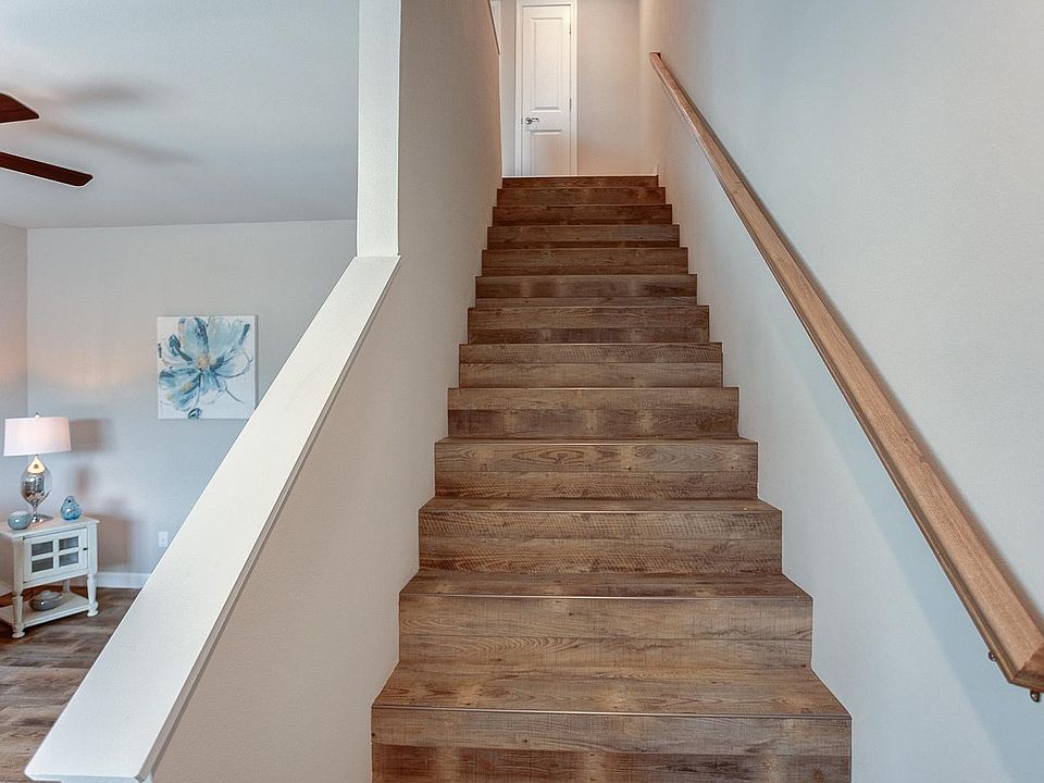 Easy to clean, luxury vinyl stairwell.