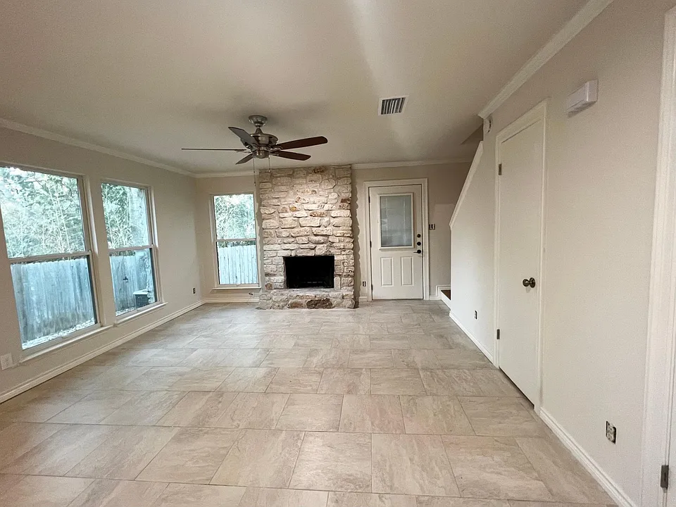 Living room view from open concept kitchen.