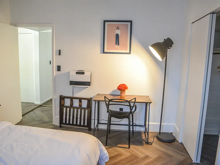 Bedroom 1- work/study desk with chair.
On-wall heater in this bedroom. Is not part of the whole heating system in the house. Please adjust to your comfortable setting.