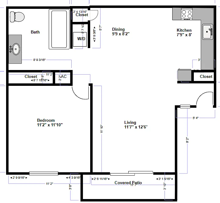 Floor plan Parkview 1x1