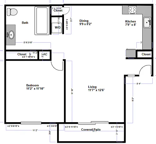 Floor plan Parkview 1x1