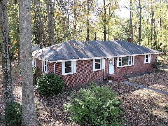 The brick ranch offers 3 bedrooms and 2 full baths.