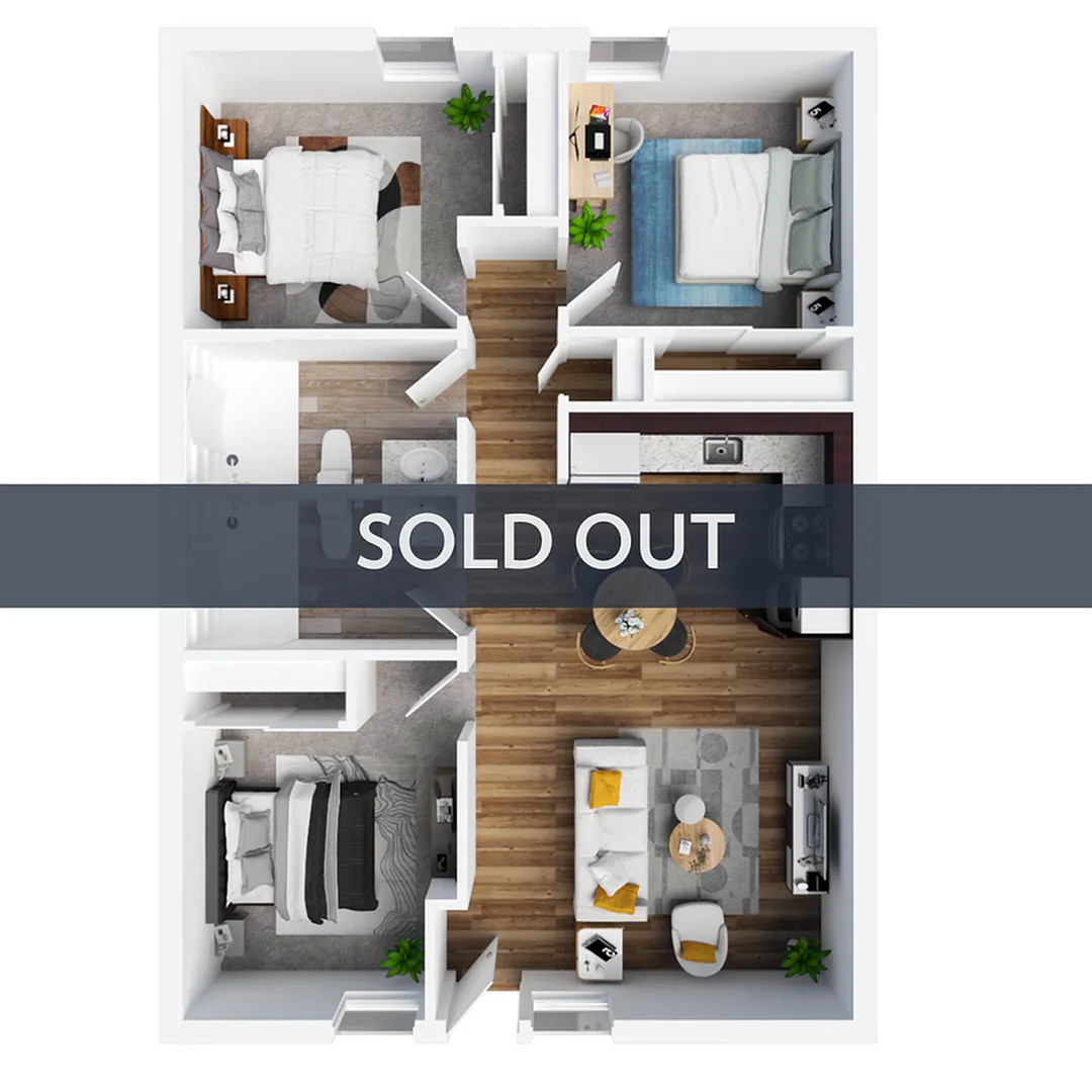 Floor plan 3BR/2BA - A