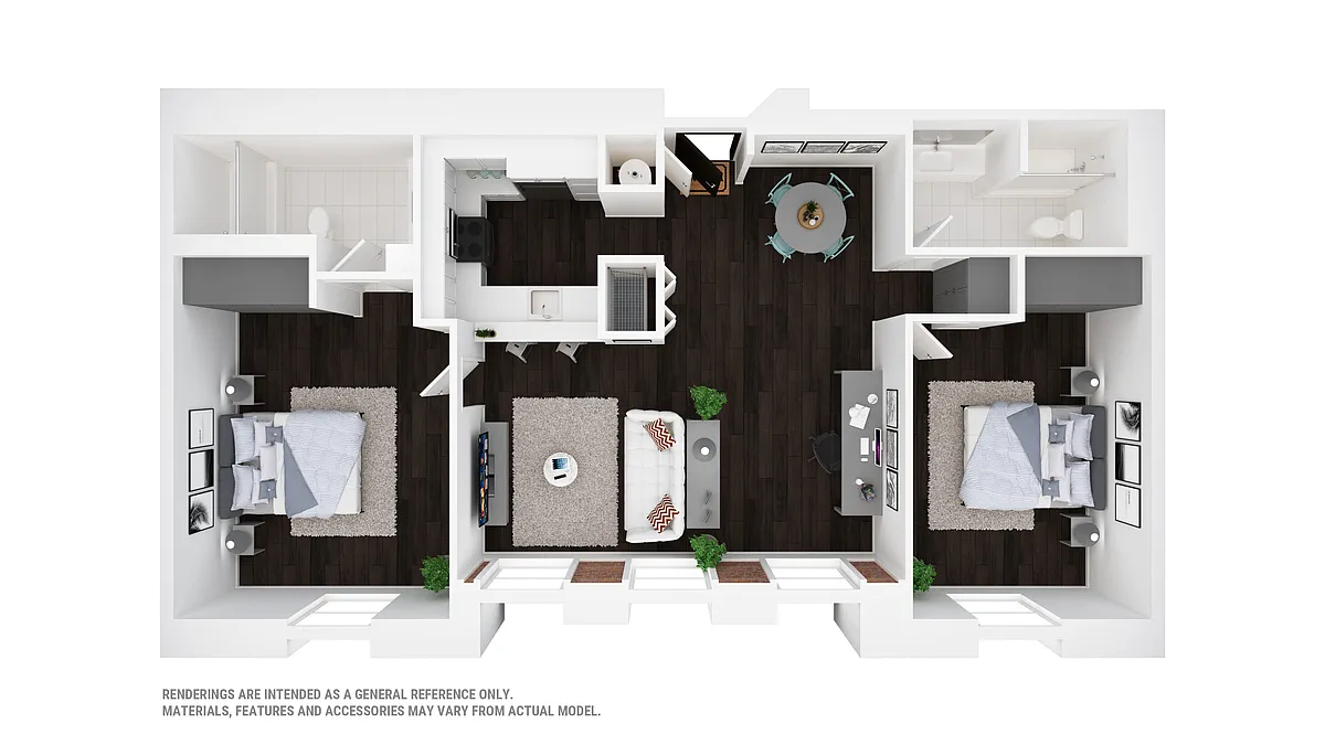Floor plan 2 BD 2 BA - A
