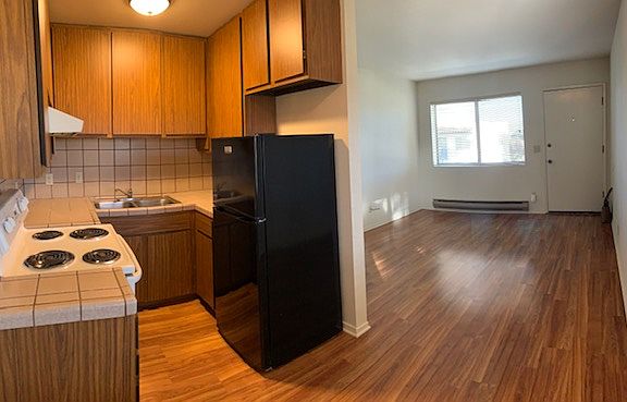 Kitchen & Living Room.