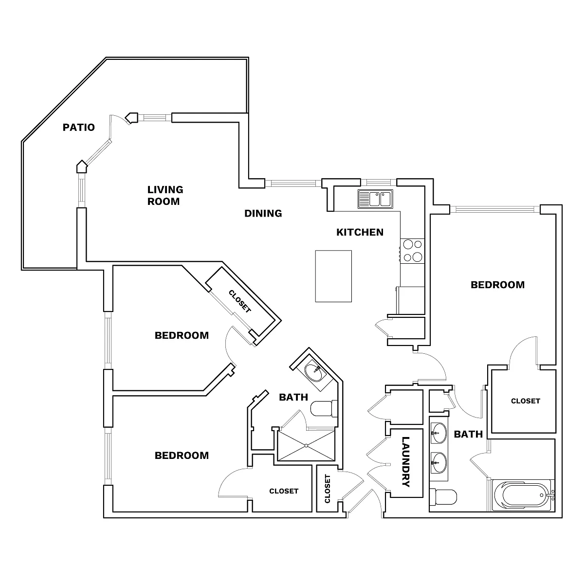 Floor plan 3x2 - 1306 sqft