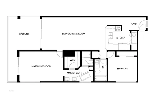 Floor plan 2 Bed 2 Bath B