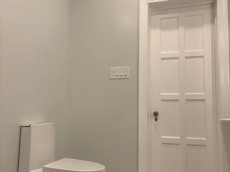 Mosaic marble tile. Dual-flush toilet