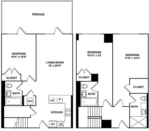 Floor plan Three Bedroom Duplex A