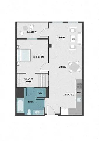 Floor plan 1G w/ Balcony