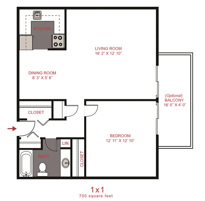 Floor plan One Bedroom One Bath