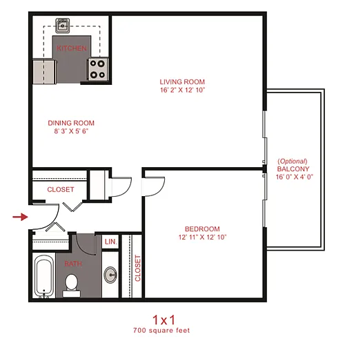 Floor plan One Bedroom One Bath