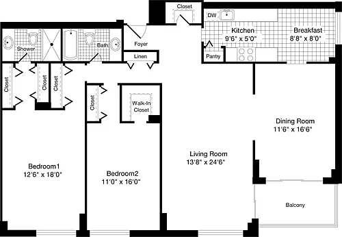Floor plan 2 Bedrooms E