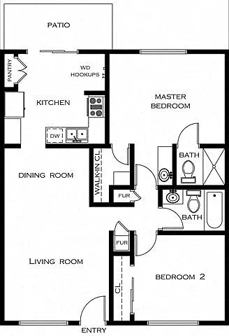 Floor plan 2 Bed 2 Bath