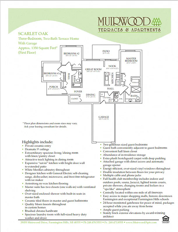 Floor plan The Scarlet Oak - includes a 1 car attached garage