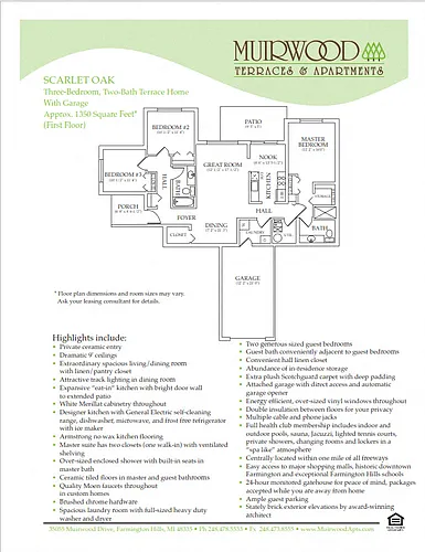 Floor plan The Scarlet Oak - includes a 1 car attached garage