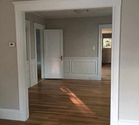 view from living room into dining room