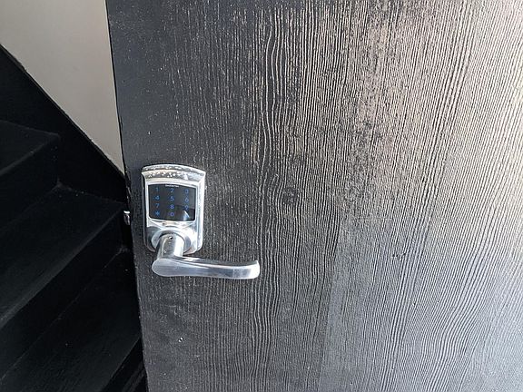 1st Floor - Entryway - Front Door closeup - electric keypad, so you never need to worry about losing your keys!