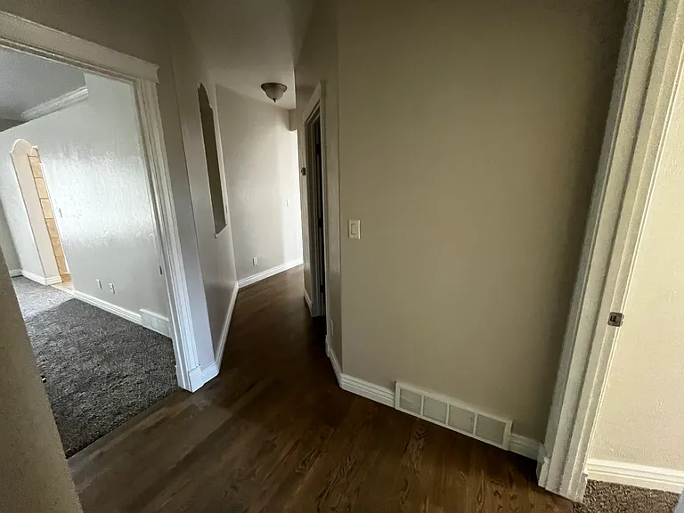 Hallway view from main floor bedrooms.
