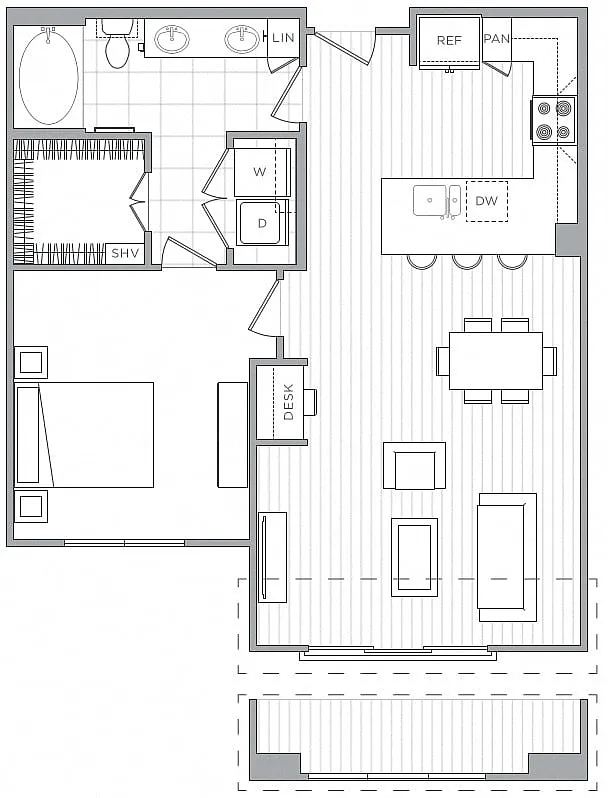 Floor plan 1 Bed/1 Bath-A6