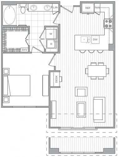 Floor plan 1 Bed/1 Bath-A6