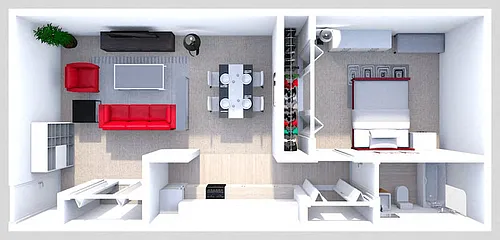 Floor plan AR 1 Bed 1 Bath