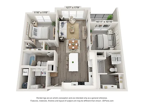 Floor plan 2 bedroom / 2 bath