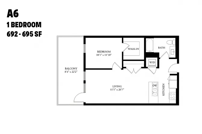 Floor plan One Bedroom A6