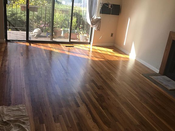 Living room with new wood floor