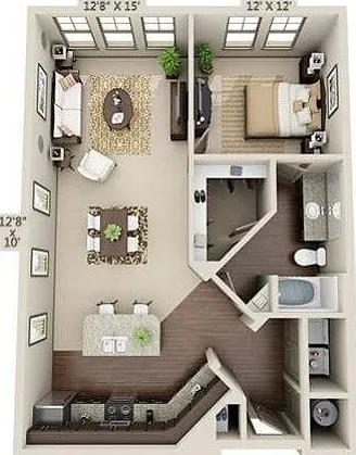 1 Bedroom | 1 Bath | 909 SF 1 Bedroom | 1 Bath | 909 SF