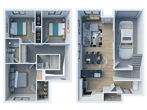 Floor plan Three Bedroom Two Bathroom 1258 Sq Ft With Attache
