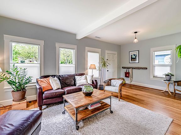 Front door and living room