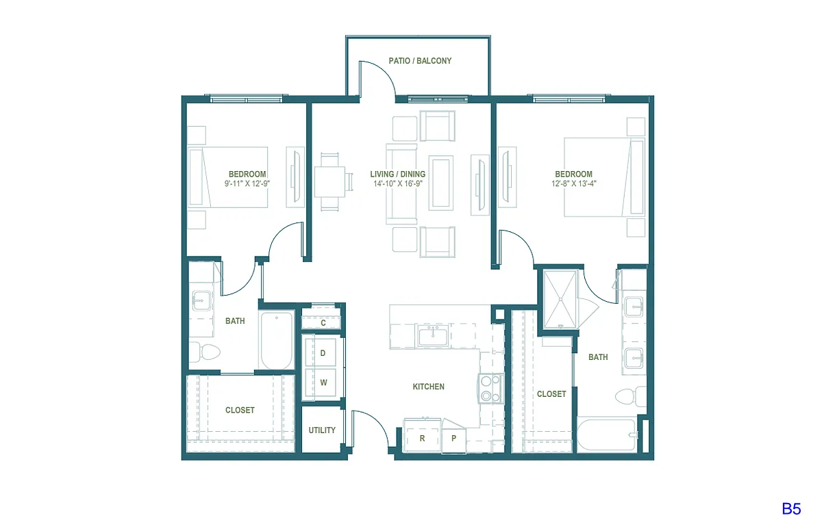 Floor plan B5 | 2 Bed | 2 Bath