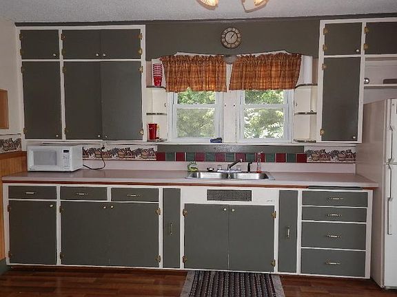 Freshly painted kitchen cabinets