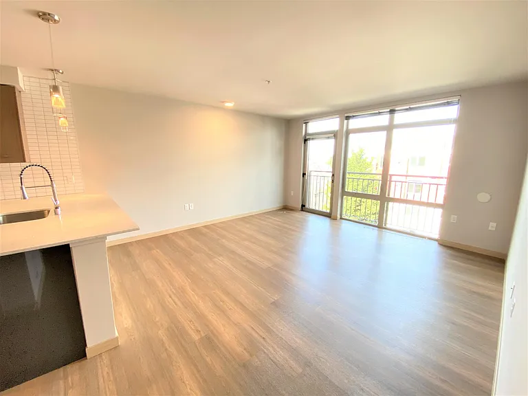 Living room with floor to ceiling windows