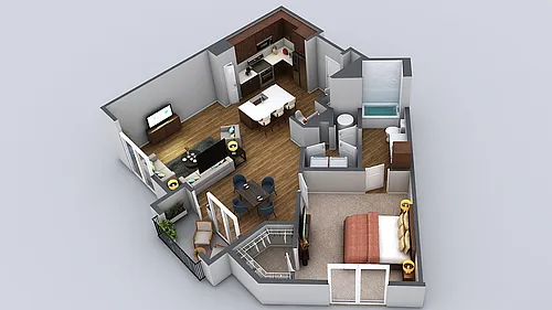 Floor plan 1 Bedroom 1 Bath