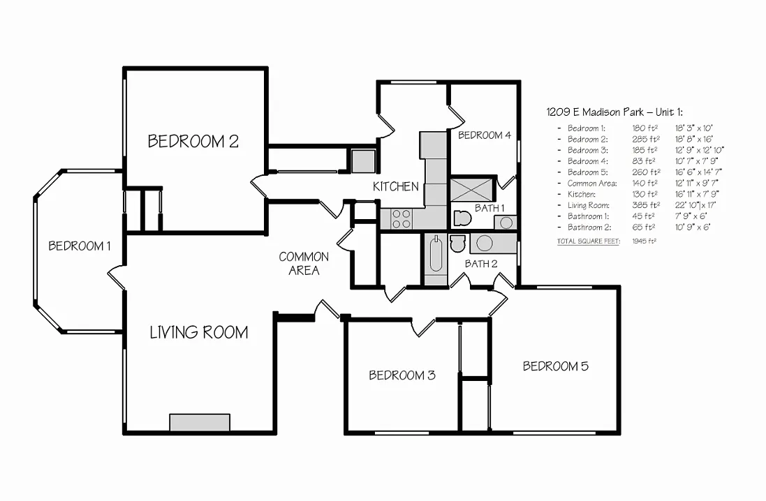 Floor plan Five Bedroom