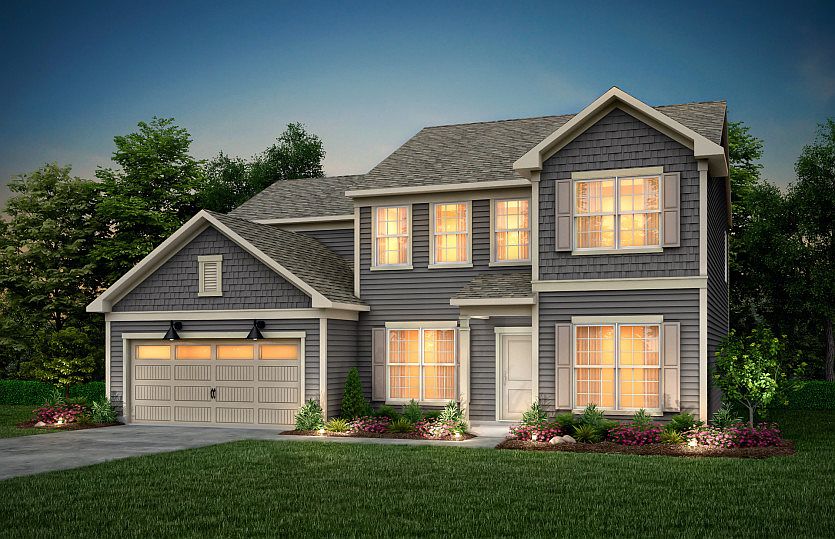 Wingate Exterior 2 features siding, shakes, covered front door and 2 car garage