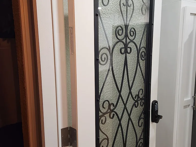Elegant/safety front door with keyless entry.