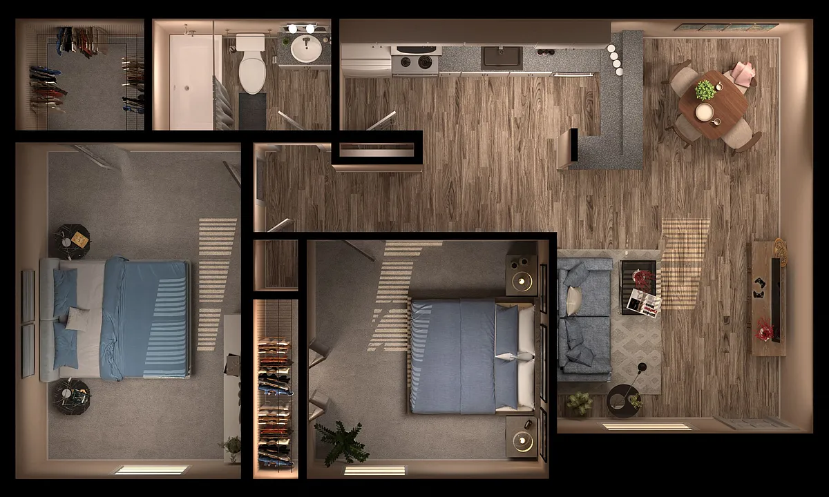 Floor plan 2 bed/1 bath