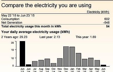 Sample electrical bill with solar panel contribution