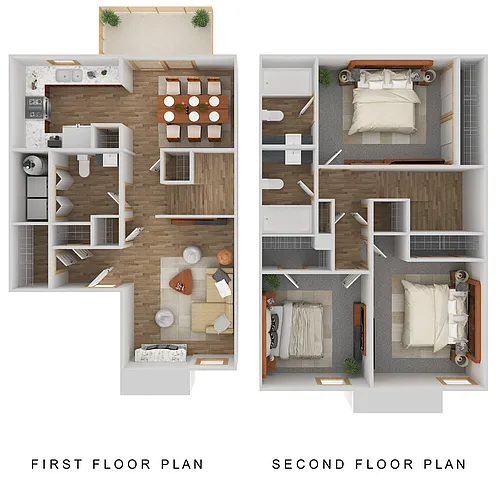 Floor plan 3 Bed 2 Bath Townhome