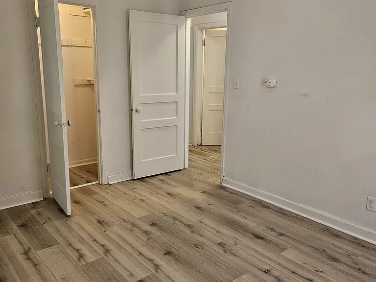 SW bedroom with first closet door; looking through to hallway on right