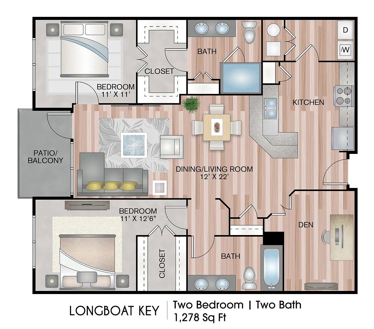 Floor plan Longboat Key with Den